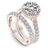 6 Claw Prong Halo & Diamond Shank Engagement Ring
