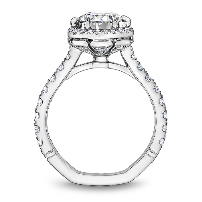 6 Claw Prong Halo & Diamond Shank Engagement Ring