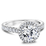 6 Claw Prong Halo & Diamond Shank Engagement Ring