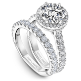 6 Claw Prong Halo & Diamond Shank Engagement Ring
