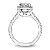6 Claw Prong Halo & Diamond Shank Engagement Ring