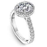 6 Claw Prong Halo & Diamond Shank Engagement Ring