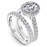 6 Claw Prong Halo & Diamond Shank Engagement Ring