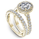 6 Claw Prong Halo & Diamond Shank Engagement Ring