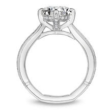 Load image into Gallery viewer, White Gold Milgrain Solitaire Engagement Ring with Hidden Halo

