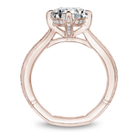 Rose Gold Milgrain Solitaire Engagement Ring with Hidden Halo