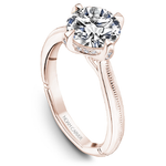 Rose Gold Milgrain Solitaire Engagement Ring with Hidden Halo