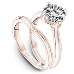 Rose Gold Milgrain Solitaire Engagement Ring with Hidden Halo