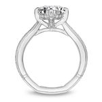 Platinum Milgrain Solitaire Engagement Ring with Hidden Halo