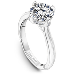 Platinum Milgrain Solitaire Engagement Ring with Hidden Halo