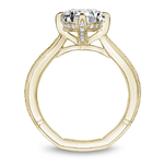 Yellow Gold Milgrain Solitaire Engagement Ring with Hidden Halo
