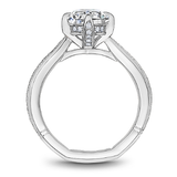 Claw Prong Milgrain Solitaire Engagement Ring with Hidden Halo