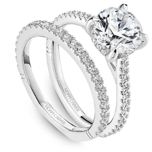 Load image into Gallery viewer, Claw Prong Diamond Accented Engagement Ring with Hidden Halo
