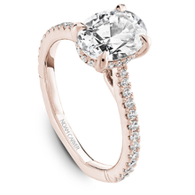 Load image into Gallery viewer, Claw Prong Diamond Accented Engagement Ring with Hidden Halo
