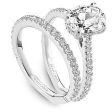 Load image into Gallery viewer, Claw Prong Diamond Accented Engagement Ring with Hidden Halo
