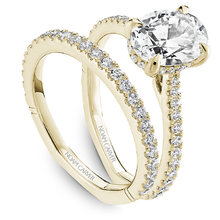 Load image into Gallery viewer, Claw Prong Diamond Accented Engagement Ring with Hidden Halo
