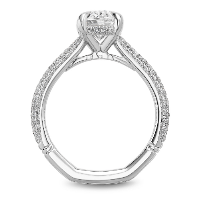 Triple Row Micro-Pavé Engagement Ring with a Hidden Halo