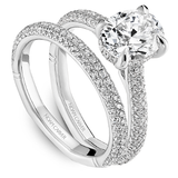 Triple Row Micro-Pavé Engagement Ring with a Hidden Halo