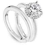 Claw Prong Scalloped Pavé Halo Engagement Ring