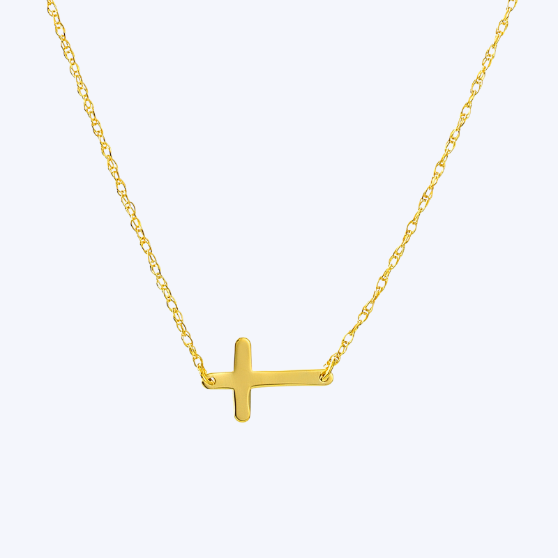 Mini Sideways Cross Necklace