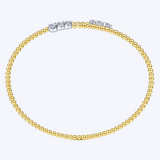 Bujukan Bead Bypass Bangle with Graduating Diamond Caps