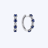 Diamond & Sapphire Scalloped Huggies