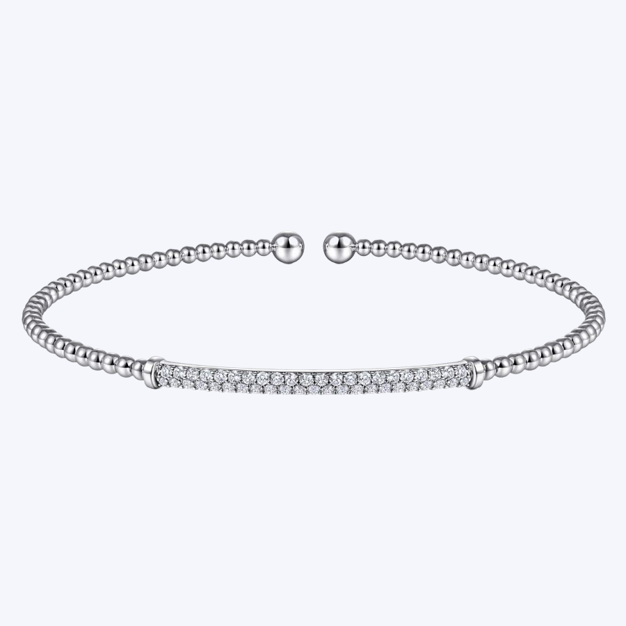 Bujukan Split Cuff Bracelet with Diamond Pave Bar