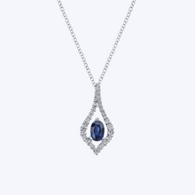 Load image into Gallery viewer, Floating Oval Sapphire Diamond Pendant Necklace
