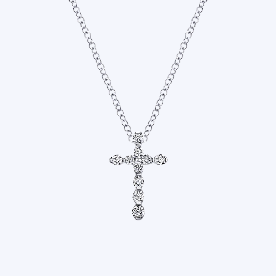 Scalloped Diamond Cross Necklace
