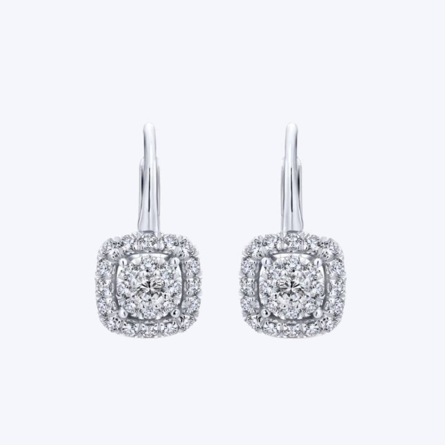 Square Diamond Drop Earrings
