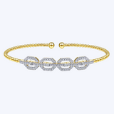Bujukan Bead Cuff Bracelet with Diamond Pave Links