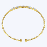 Bujukan Bead Cuff Bracelet with Diamond Pave Links