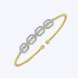 Bujukan Bead Cuff Bracelet with Diamond Pave Links