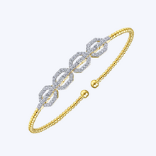 Load image into Gallery viewer, Bujukan Bead Cuff Bracelet with Diamond Pave Links
