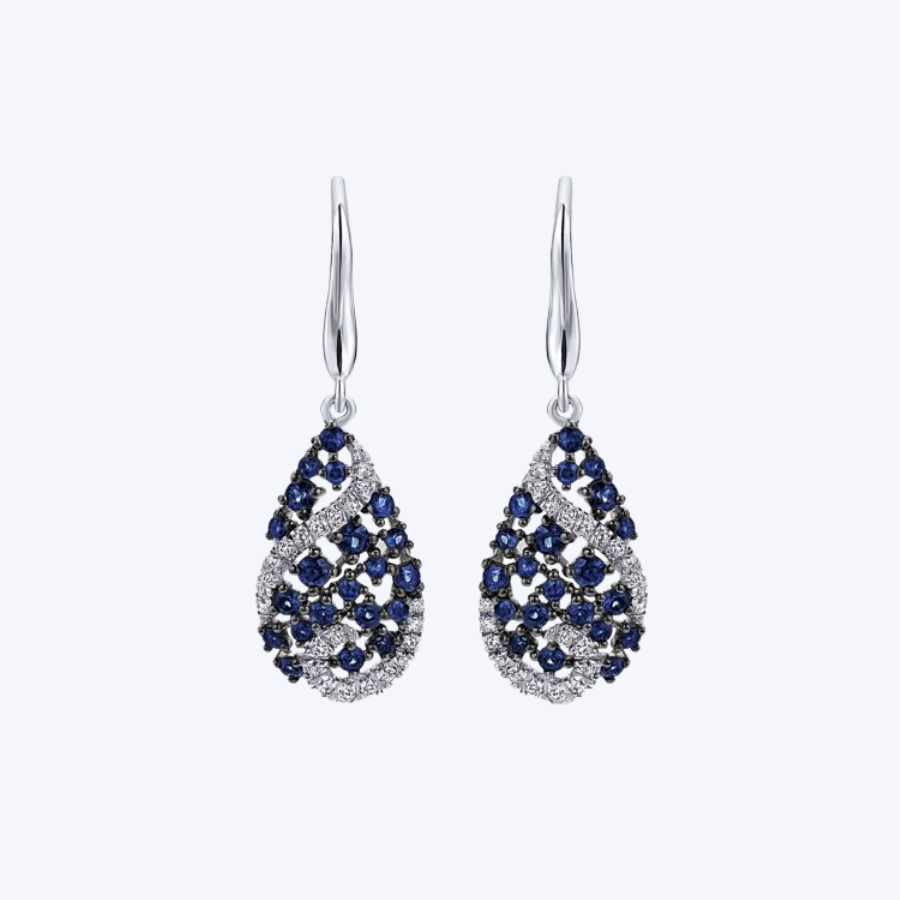 Sapphire & Diamond Teardrop Earrings
