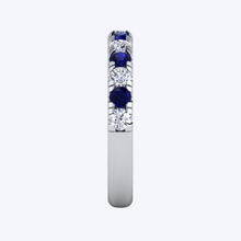 Load image into Gallery viewer, 13 Stone Diamond and Sapphire Anniversary Band
