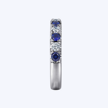 Load image into Gallery viewer, 11 Stone Diamond and Sapphire Anniversary Band
