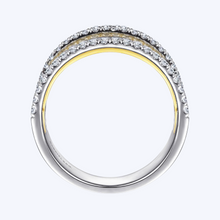 Load image into Gallery viewer, Yellow-White Gold Layered Wide Band Diamond Ring
