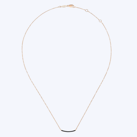 Curving Black Diamond Bar Necklace