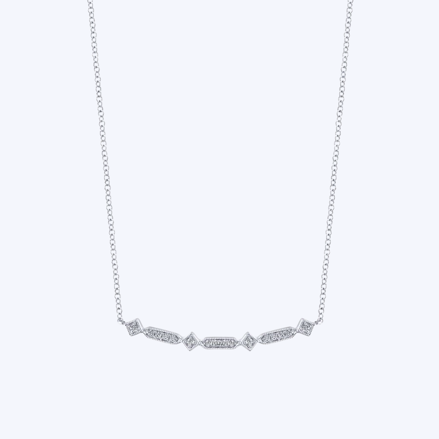 Curved Geometric Diamond Bar Necklace