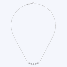 Load image into Gallery viewer, Round Diamond Cluster Station Curved Bar Necklace
