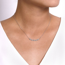 Load image into Gallery viewer, Round Diamond Cluster Station Curved Bar Necklace
