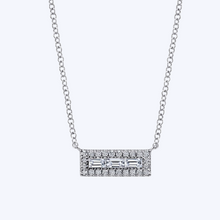 Load image into Gallery viewer, Baguette and Round Diamond Rectangle Pendant Necklace
