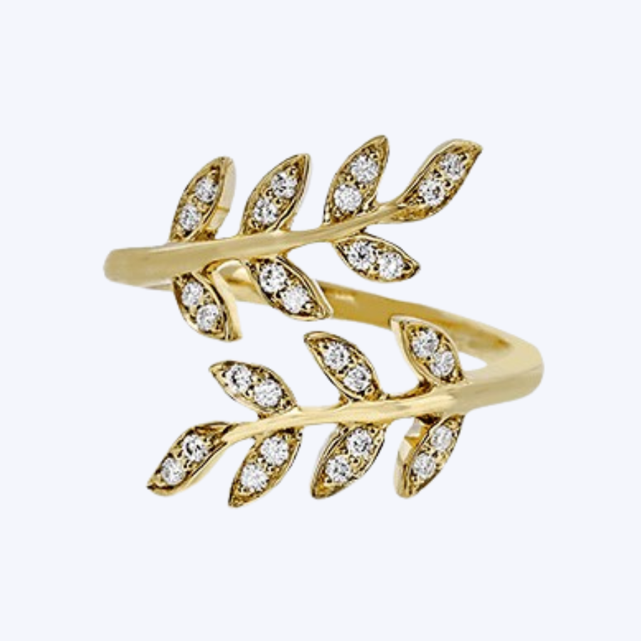 Diamond Accented Floral Open Ring