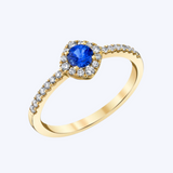 Sapphire & Diamond Halo Ring