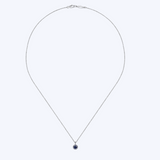 Gabriel & Co 14K White Gold Round Sapphire & Diamond Halo Pendant Necklace