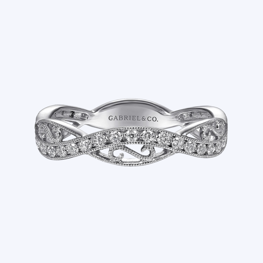 Twisted Filigree Diamond Stackable Ring