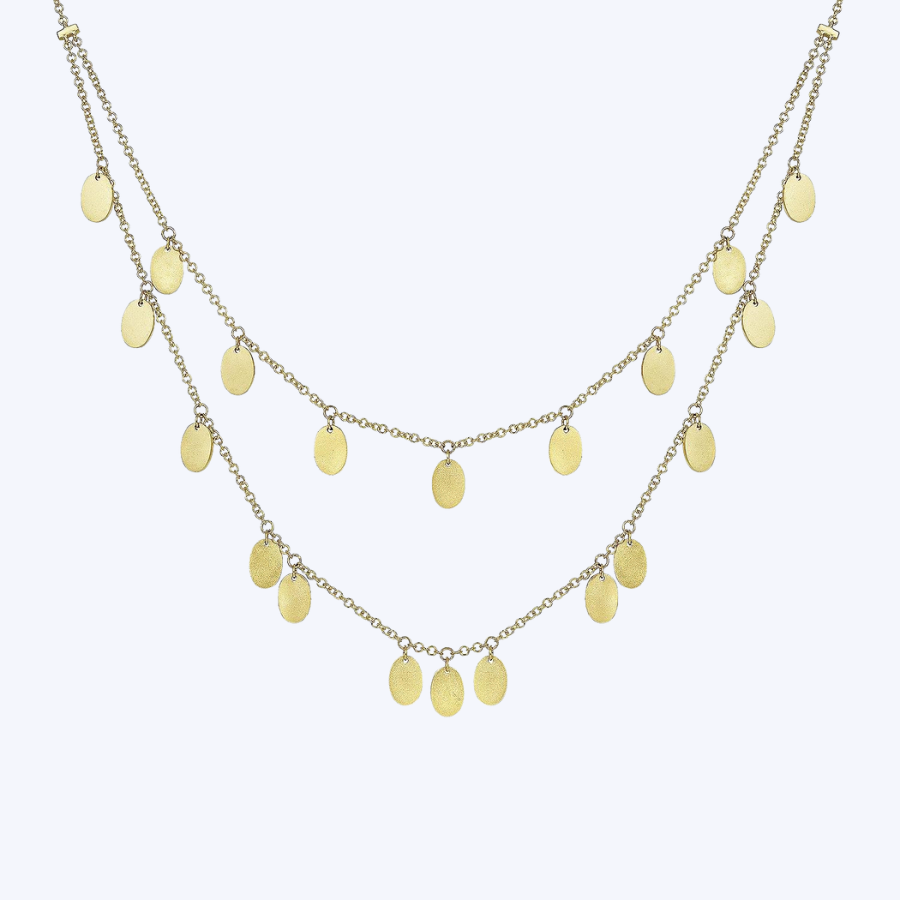 Layered Necklace with Oval Disc