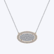 Load image into Gallery viewer, Two-Tone Pavé Diamond Oval Pendant Necklace
