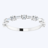 Alternating Baguette & Round Diamond Semi-Eternity Band
